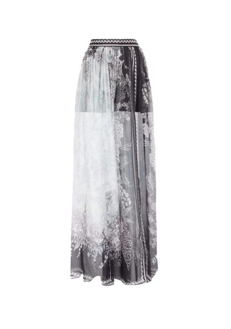 White and black printed silk chiffon maxi skirt Elie Saab - women